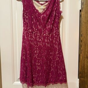 Wine Lace Sleeveless Dress